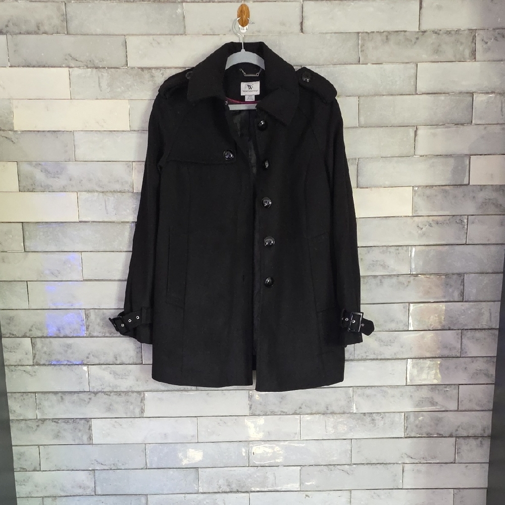Worthington Black Trench Coat Size Large